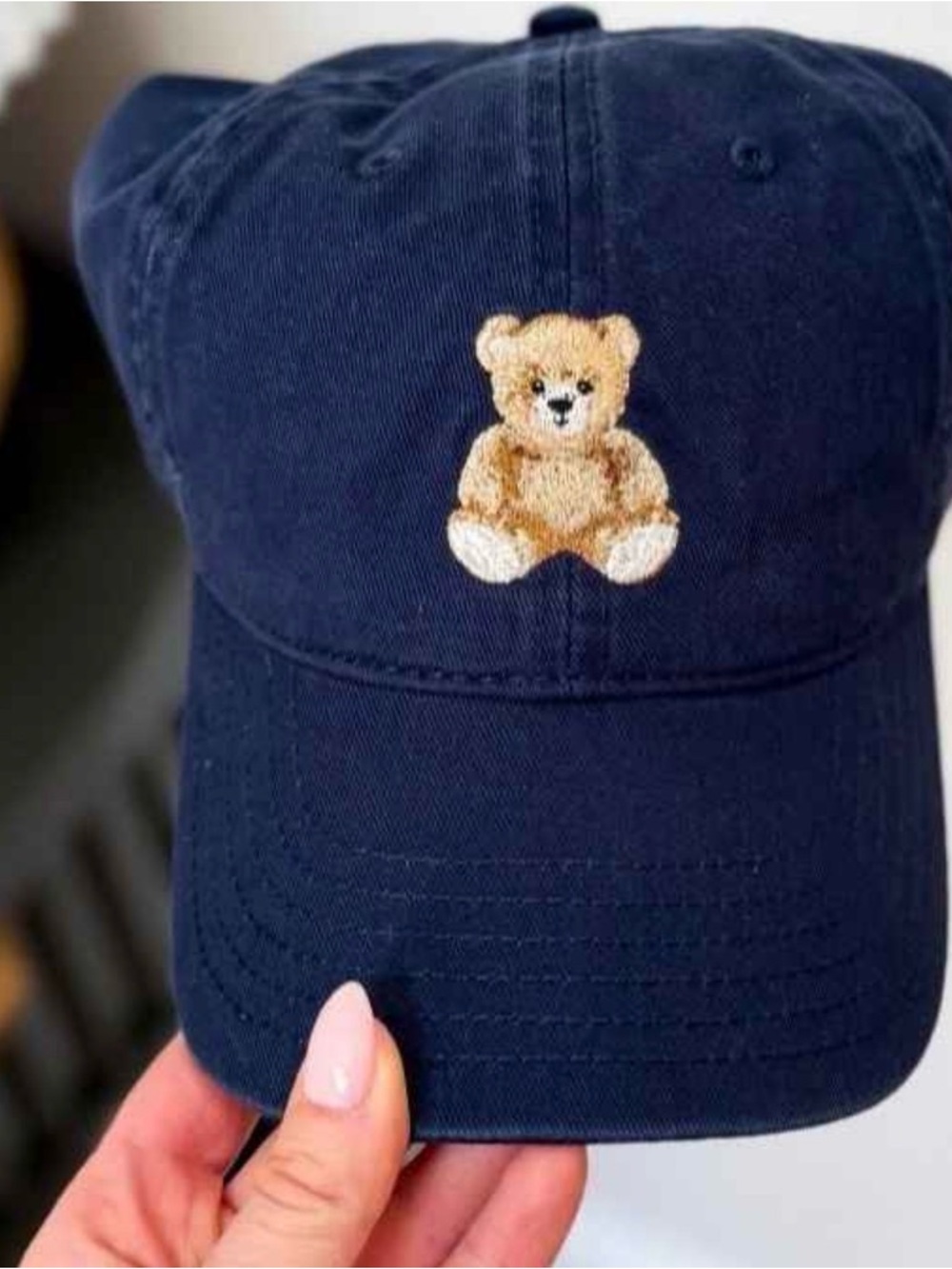 Brand New! Teddy Bear Embroidered Mighty Fine Navy Blue Baseball Hat
